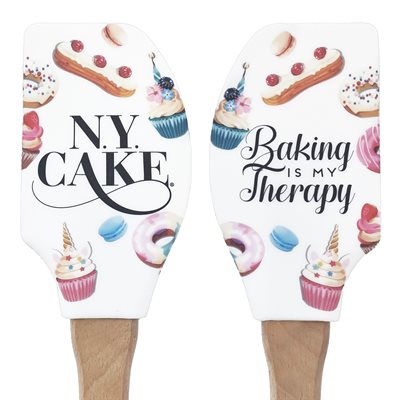 "Baking Is My Therapy" Silicone Spatula w / Wooden Handle