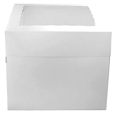 12x12x10 White Cake Box w / Window, 2 piece