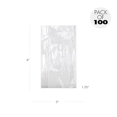 Cellophane Bags 3 x 1 3 / 4 x 6 3 / 4 Inch Pack of 100
