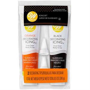 Orange & Black Icing Set With Tips - 2 Pack