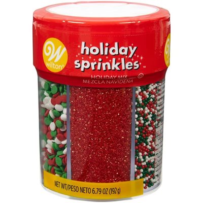 RED, GREEN AND WHITE 6-CELL SPRINKLES MIX, 6.79 OZ
