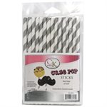 Silver Stripe Cake Pop Sticks- 6 Inch -Pack of 25