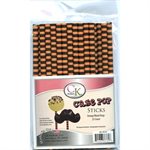 Orange & Black Stripe Cake Pop Sticks- 6 Inch -Pack of 25