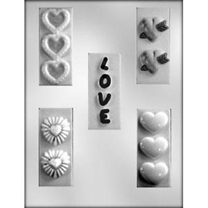 Love with Hearts Chocolate Bar Candy Mold 3 7 / 8 Inch
