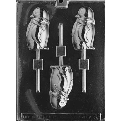 Penguin with Scarf Lollipop Chocolate Candy Mold