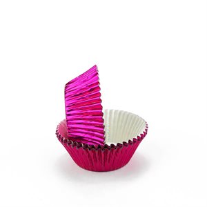 Hot Pink Foil Mini Cupcake Baking Cup Liner 