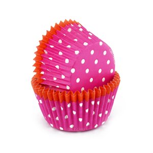 Pink Dots w / Orange Trim Standard Cupcake Baking Cup Liner -Pack of 500