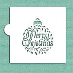 Merry Christmas Holly Ornament Cookie Stencil