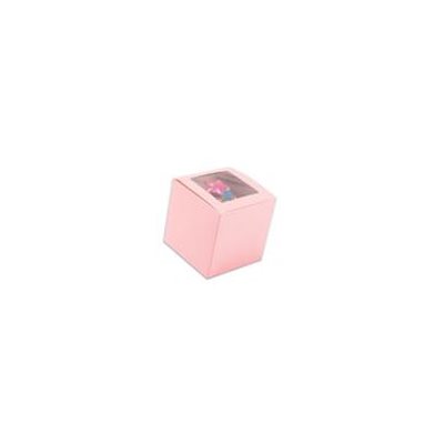 Light Pink Cupcake Box 3" x 3" x 3" w / Square Window