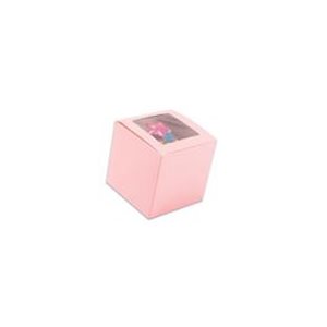 Light Pink Cupcake Box 3" x 3" x 3" w / Square Window