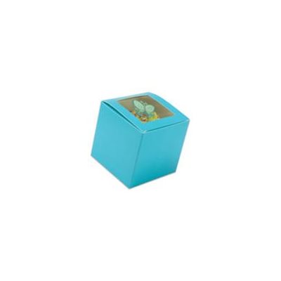 Blue Cupcake Box 3" x 3" x 3" w / Square Window