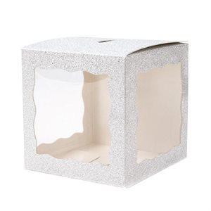 Silver Glitter 3-Sided Window Cupcake Box 3" x 3" x 3"