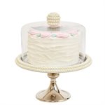 NY Cake Silver Stand w / Pearls 11"