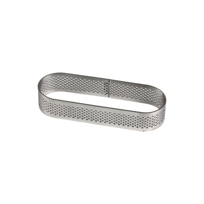 Eclair Perforated Stainless Steel Tart Ring 4" x 1 1 / 8" x 3 / 4"
