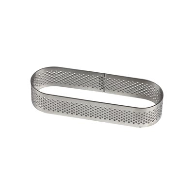 Eclair Perforated Stainless Steel Tart Ring 4" x 1 3 / 8" x 3 / 4"