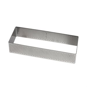 Rectangle Perforated Stainless Steel Tart Ring 4 3 / 4" x 1 1 / 2" x 1 3 / 8"