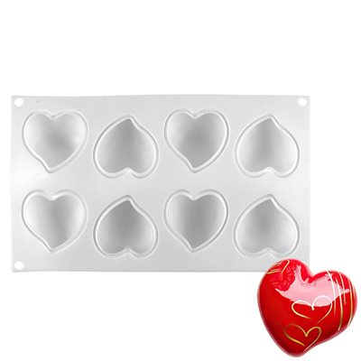 Curvy Pillowed Heart Silicone Baking & Freezing Mold - 8 Cavity