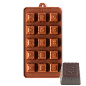 Fluted Square with Flower Silicone Chocolate Mold