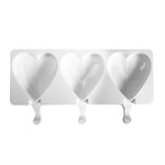 Silicone Mold for Ice Cream Pops, Heart Shape - 3 Cavity