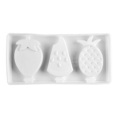 Silicone Mold for Ice Cream Pops, "Fruit" - 3 Cavity