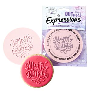 "Happy Birthday" Hearts Outboss Fondant Stamp