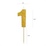Gold Glitter Number 1 Candle 1 3 / 4"