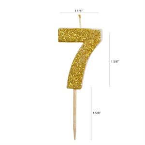 Gold Glitter Number 7 Candle 1 3 / 4"