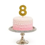 Gold Glitter Number 8 Candle 4"
